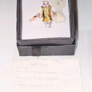 Rose Gold Ring with Citrine and Silver Accents